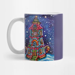 Vintage Christmas Clock Tower Painting Mug